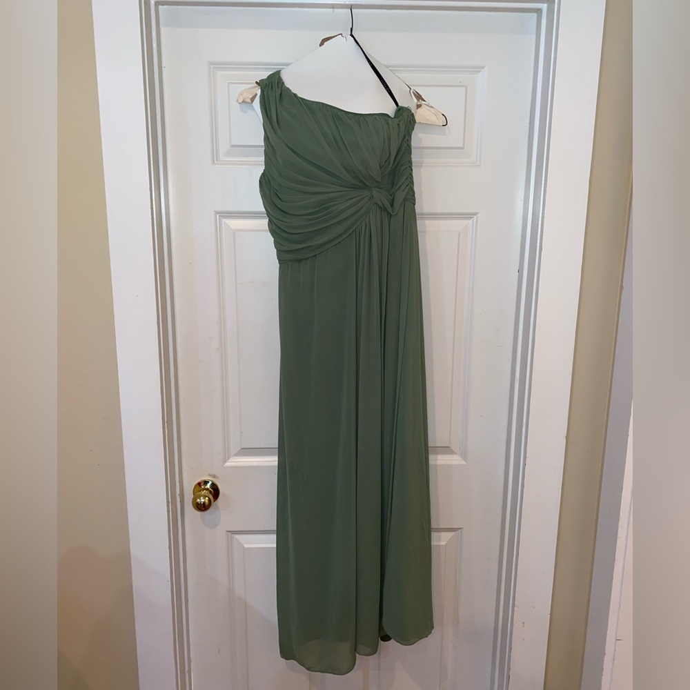 After Six One-Shoulder Olive bridesmaid dress Evening Gown